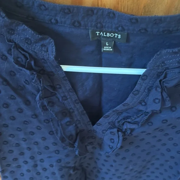 Talbots Midnight Blue Textured Top with Ruffles - Picture 4 of 6
